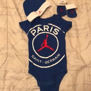 Jordan onesie matching socks and hat